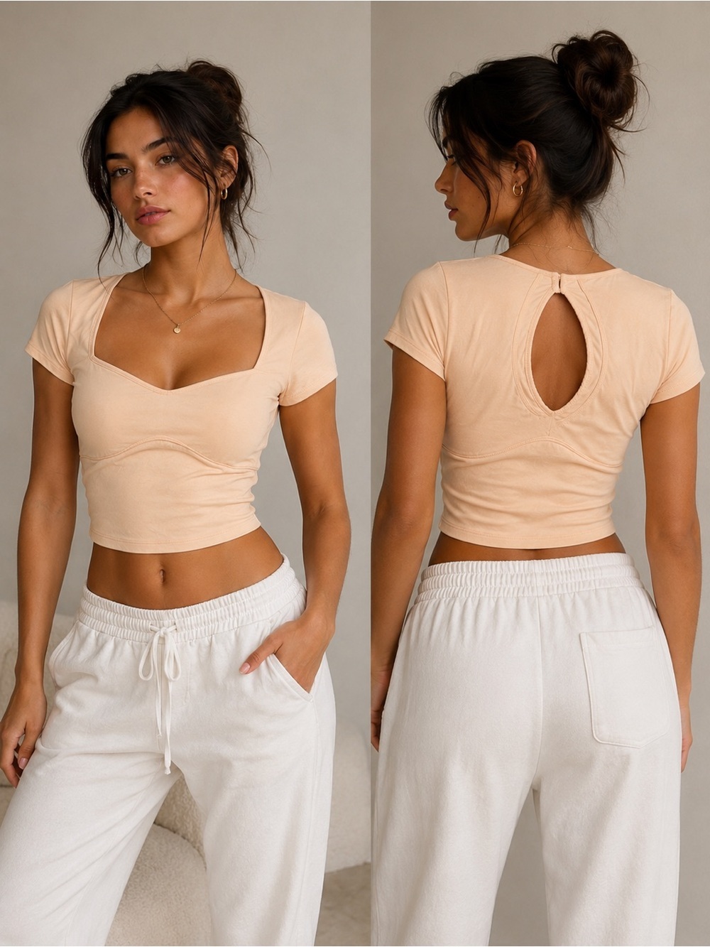 Halara Sweetheart Short-sleeve Workout Top Peach Orange